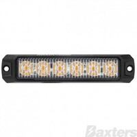 LED Strobe Module Amber Surface Mount 10-30V 6 LED 18W 12 Flash Patterns Synchronizable Class 1 130x28x12mm