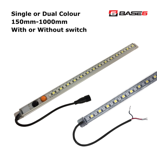 BASE6 Dual Colour LED Rigid Bar/ Strip Light Silver Housing