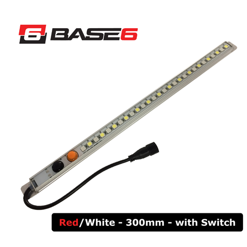 BASE6 300mm Dual Colour LED Rigid Strip Light Red/White with Switch