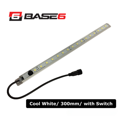 BASE6 300mm Single Colour LED Rigid Strip Light White with Switch