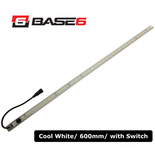 BASE6 600mm Single Colour LED Rigid Strip Light White with Switch