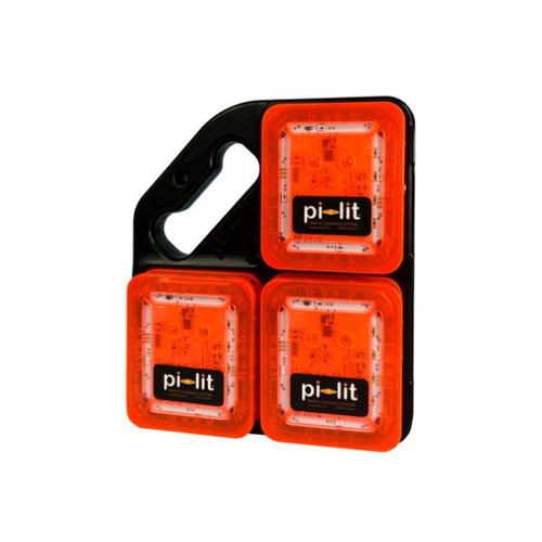  Pi-Lit [RECHARGEABLE] Set of 6 ICS Sequential Flares (Amber side LED / Amber Top LED's) - Orange Plastic