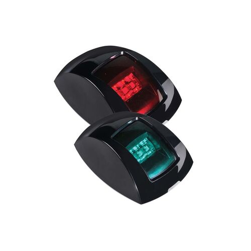 9-33V 1 NAUTICAL MILE LED PORT and STARBOARD LAMPS BLACK WITH COLOUR LENSES - NARVA Part No. 99014BL